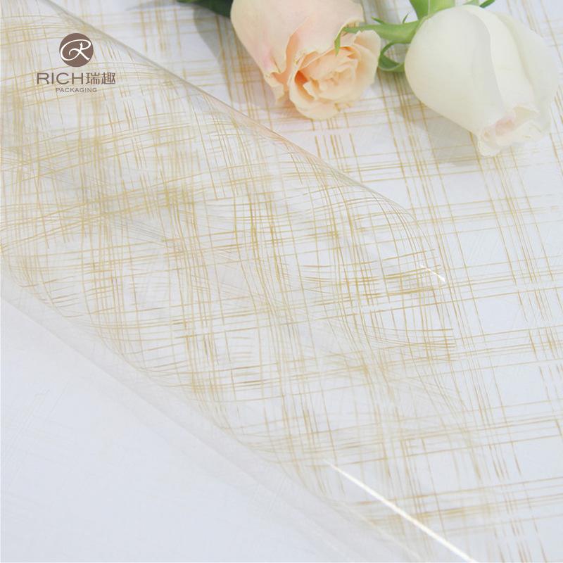 Ruiqu gold and Silver imported checkered paper flower shop floral art gift wrapping paper waterproof plastic OPP film Application Scenario