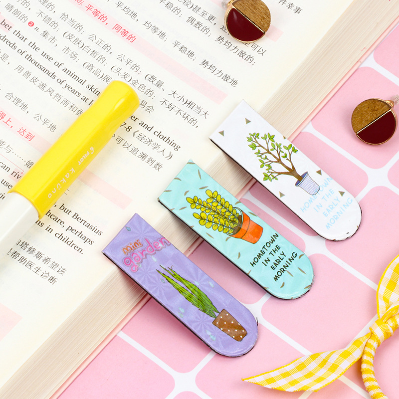 厂家现货磁铁书夹创意卡通学生文具用品清新文创动漫磁性书签定做