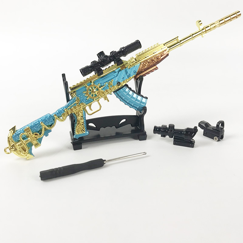 和平战地周边 24CM新款组装枪模 M249 AKM 旅游家居工艺品摆件白底实物图