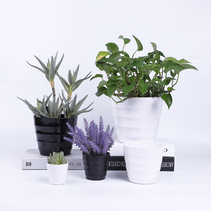 The coarse-textured Y02 series 10-sized faux porcelain plastic flowerpot is made of melamine material, with a solid color scheme and simple design Item Picture