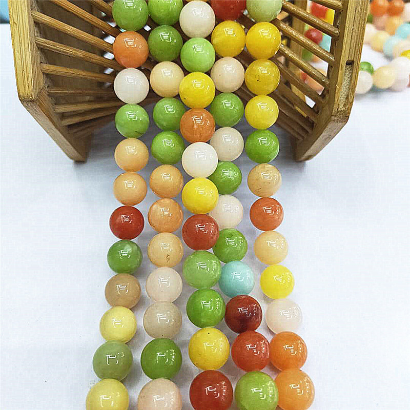 七彩糖果色散珠半宝石批发 DIY七彩圆珠半成品饰品配珠厂家直销