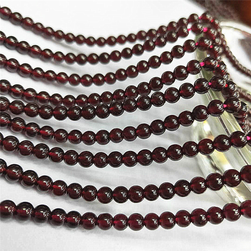 Factory direct sales of natural 5A-grade garnet loose beads, wholesale of semi-finished purple-toothed black round beads, and jewelry matching beads details Picture