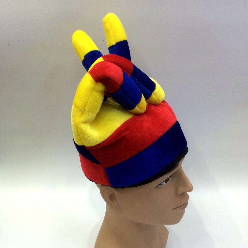 Hecho a medida todos los tipos colombia amarillo azul rojo tricolor una mano suave sombrero comercio exterior extienda dos dedos Y tipo bandera color copa mundial sombrero details Picture