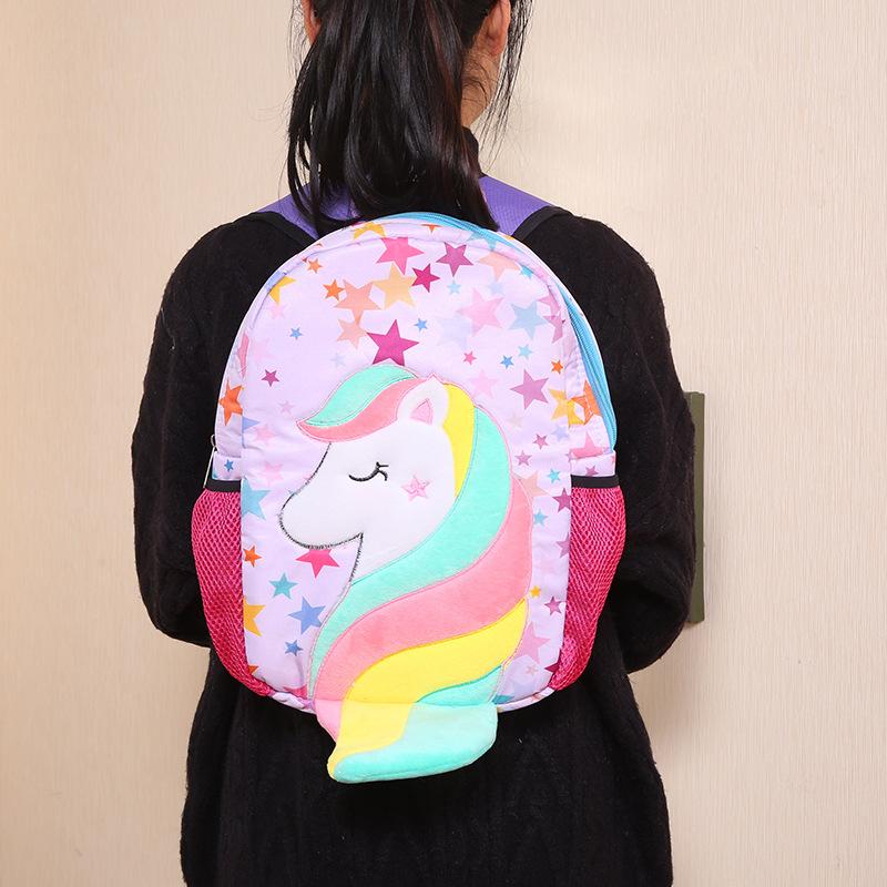 Unicorn plush backpack for children, cute cartoon mermaid sequined schoolbag, casual backpack for women