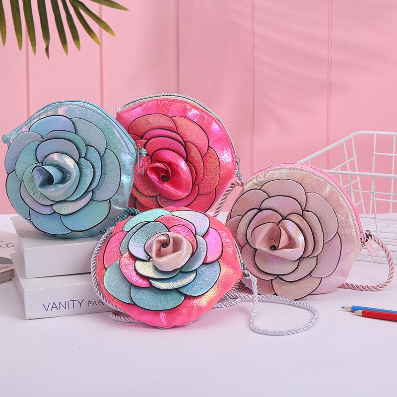 Fashionable new trend PU single-shoulder bag with laser leather surface, heart, rainbow, mermaid and unicorn crossbody bag for children and girls