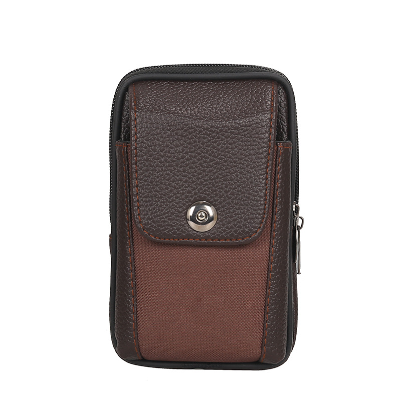 New Horizontal Vertical Mobile Phone Bag Men's Multi-Functional Leather Belt Mobile Phone Set Creative Mobile Phone Bag Gift Customization Item Picture