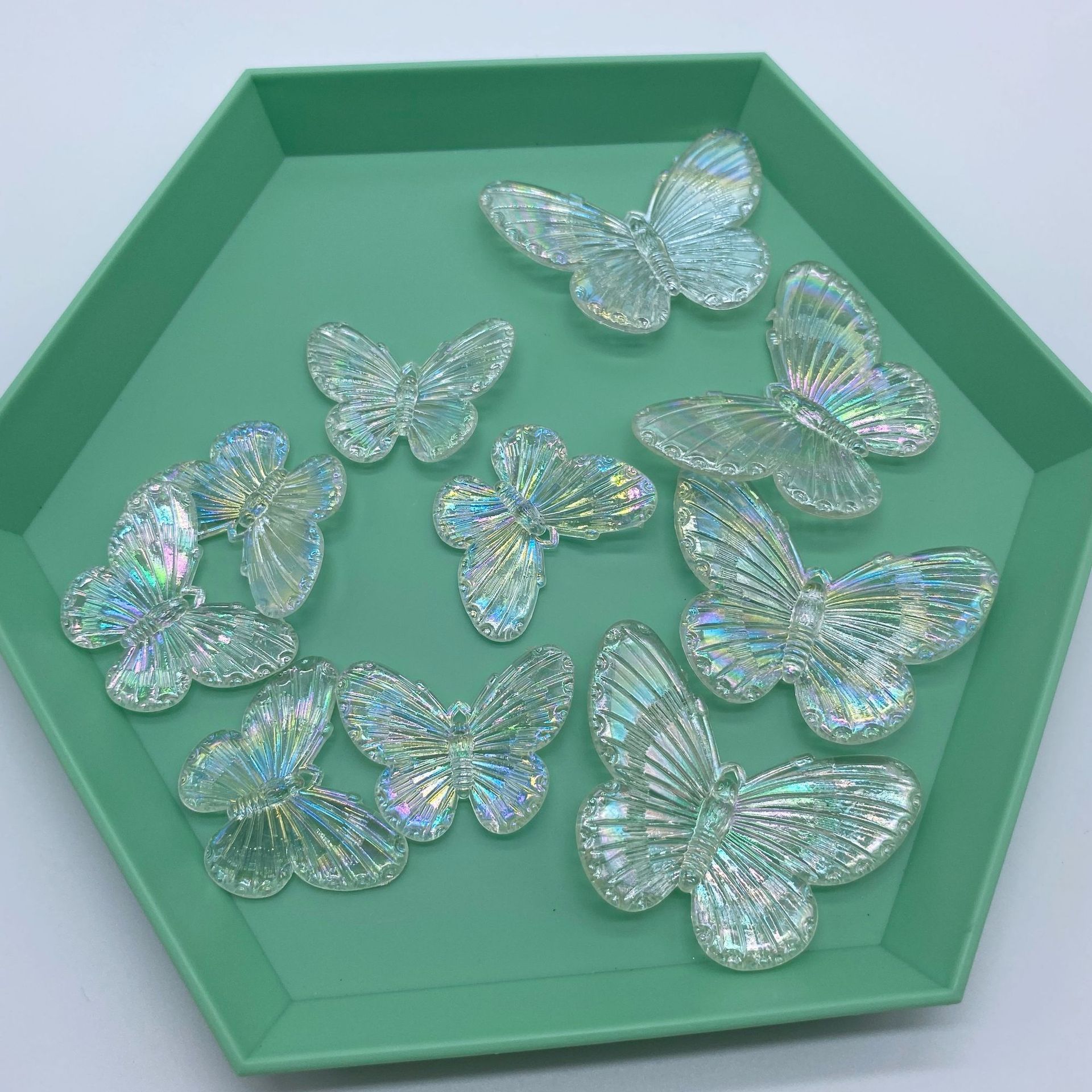 ins透明蝴蝶地摊货源吊孔大小号 厂家直销亚克力夏天色搭配包包珠产品图