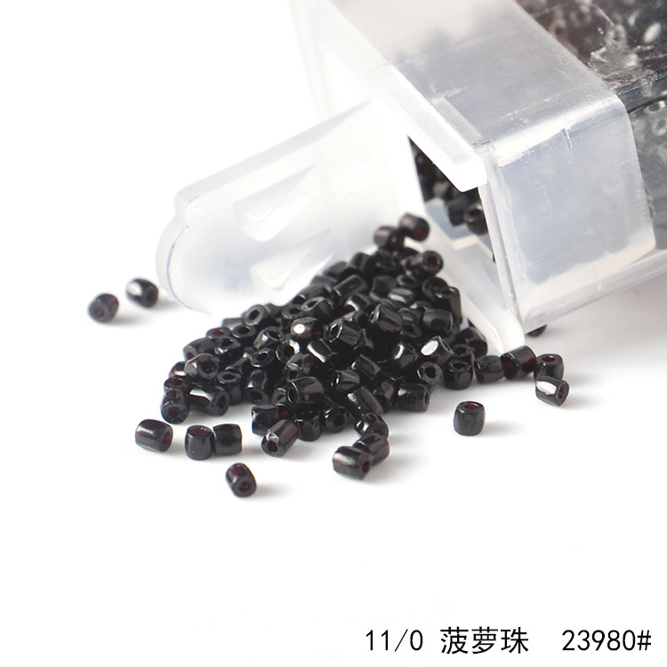 PRECIOA Czech imported glass Rice Beads Black pineapple beads Handmade DIY jewelry material loose beads 10g bottle