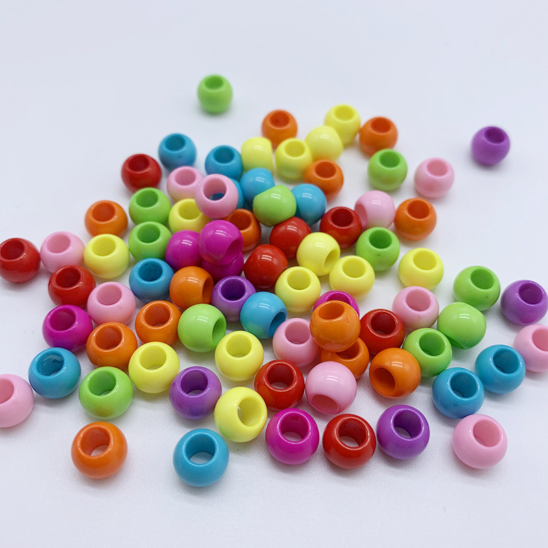 Factory direct sales of 8mm large-hole solid color round acrylic beads, diy handcrafted children's toy bracelets, versatile beads undefined