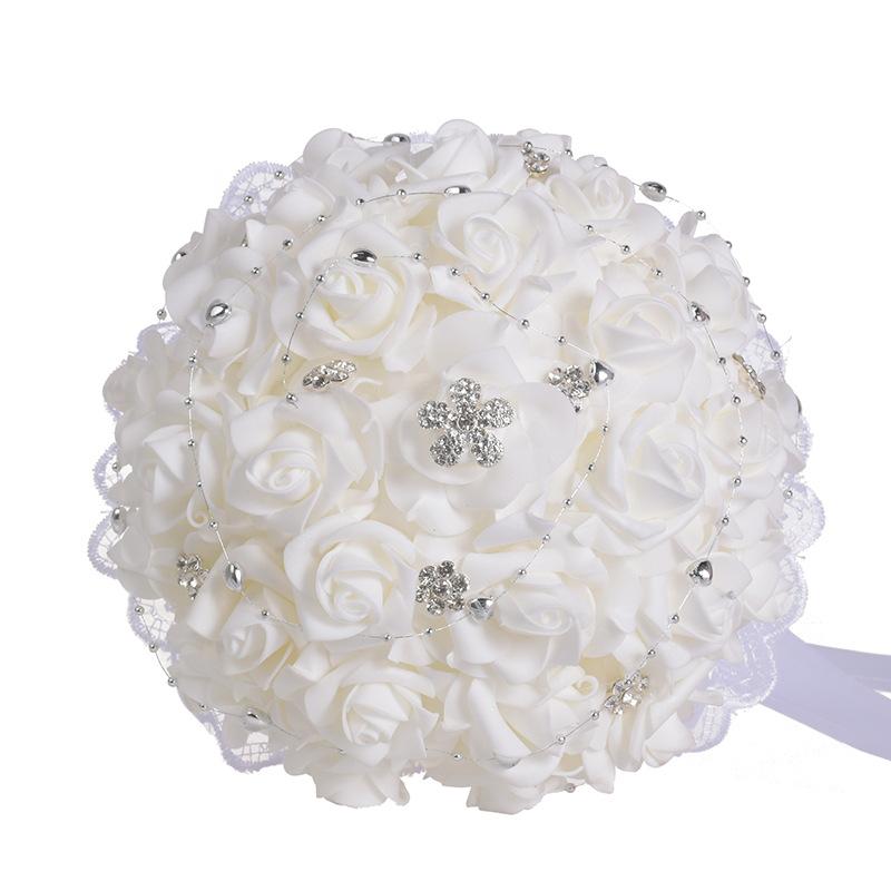 Wedding products: Western-style creative hand-held bouquets, white artificial roses, bride's wedding hand-held bouquets, wedding supplies Application Scenario