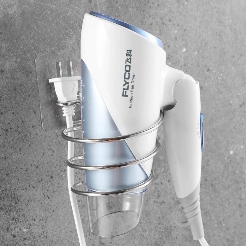Seamless stainless steel small hair dryer stand, no need for drilling, wall-mounted hair dryer stand, household nail-free strong adhesive, bathroom Application Scenario
