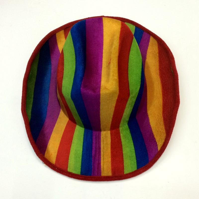 Foreign gay rainbow cowboy hat Festival party bar Composite Cowboy striped colorful striped cowboy hat Application Scenario