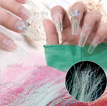 指妃28色美甲幻彩荧光丝线日系创意发光拉丝彩带光疗指甲装饰品