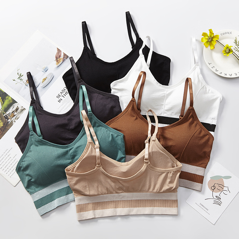 New seamless mid-length beauty back-wrapped chest thread sports anti-glare underwear women's vest adjustable shoulder strap bra