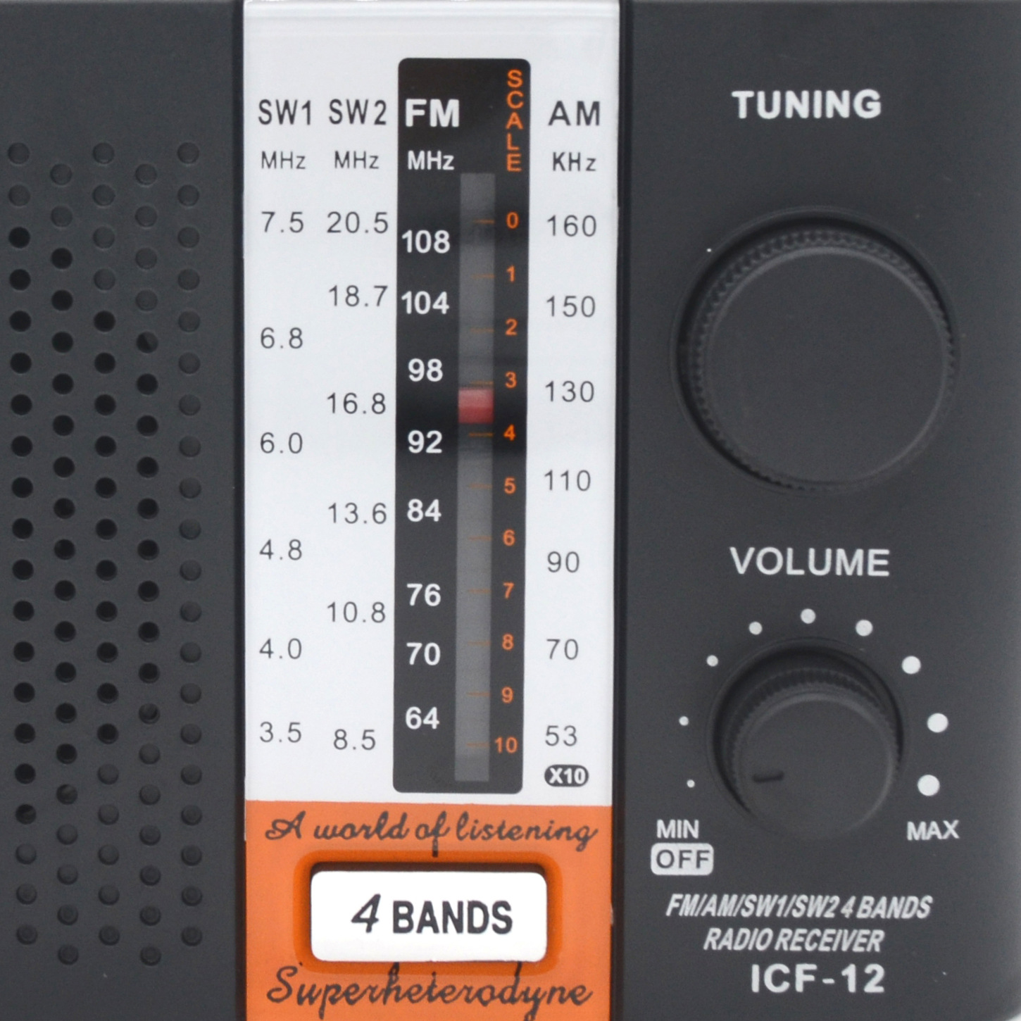 cmik portable radio with a strap, knob, external antenna, external speaker, 4-band radio Item Picture