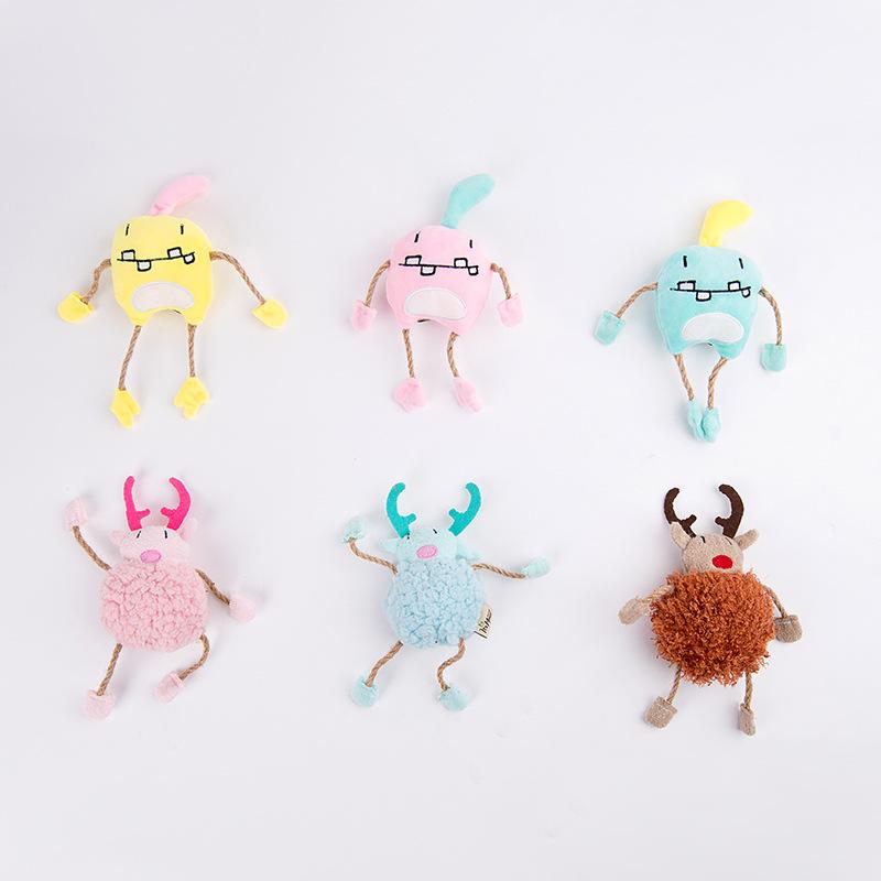 20 New pet cat products include mint plush cat ticker toy Chew chew teeth long rope monster cat toy Specification drawing