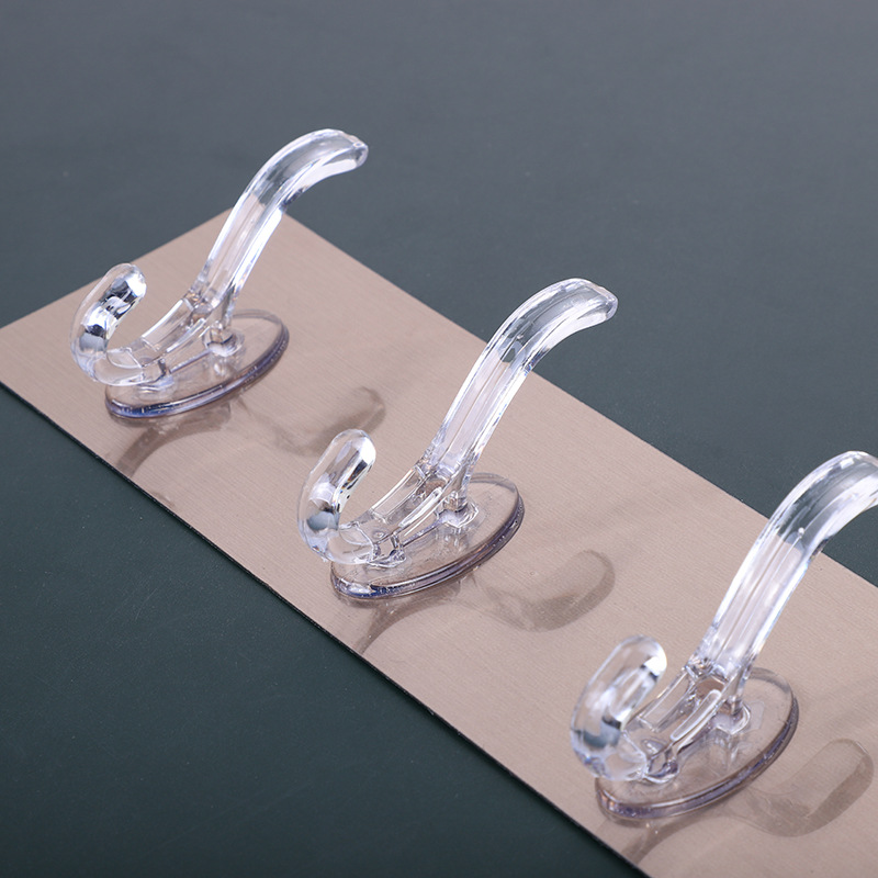 Brushed seamless three-row hooks, coat hooks, bathroom nail-free row hooks, kitchen hole-free hanging hooks, and strong wall adhesive hooks details Picture