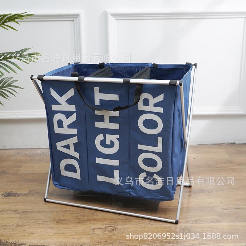 Oxford Cloth Belt Handle Three Cell Aluminum Rack Laundry Basket Storage Basket Sundries Basket Laundry Basket Home Storage Basket Opp Bag undefined