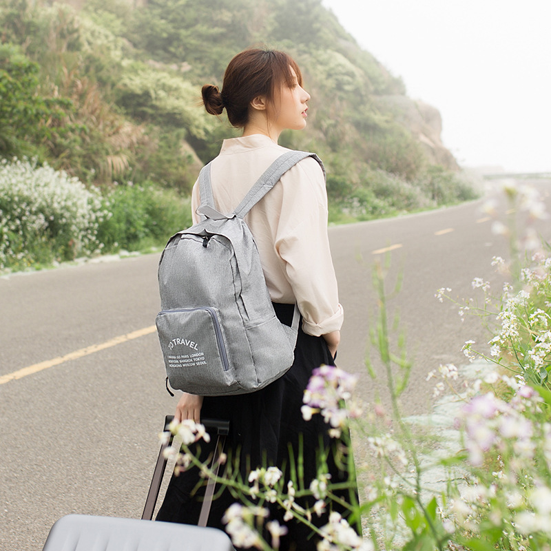 新款阳离子牛津布便携旅行折叠背包 纯色旅行收纳包定LOGO礼品包