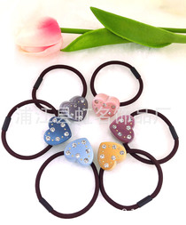 Manufacturers direct peach heart rope female simple diamond headdress girl rubber band female hair rope adult hair band headdress