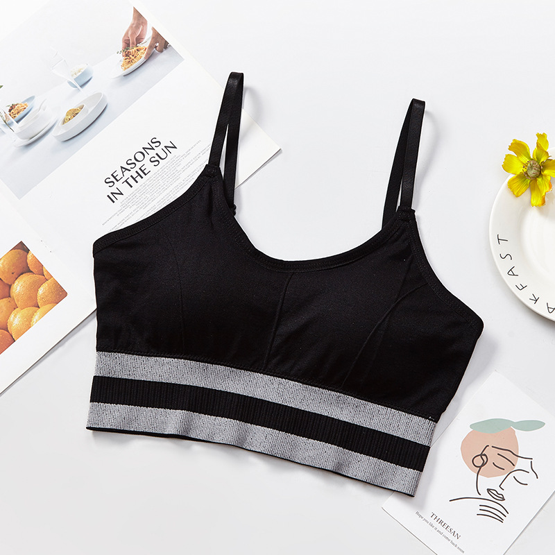 New seamless mid-length beauty back-wrapped chest thread sports anti-glare underwear women's vest adjustable shoulder strap bra undefined