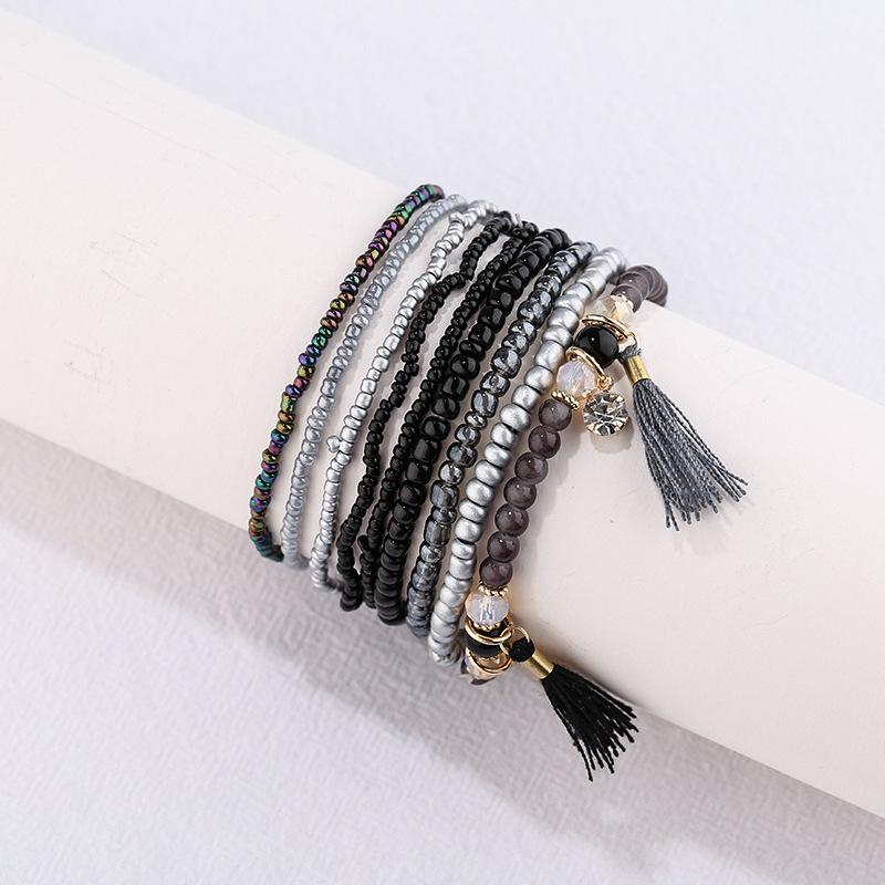 Manufacturers wholesale Bohemian style multi-layer hand chain multiple tassel pendant fashion natural crystal bracelet thumbnail