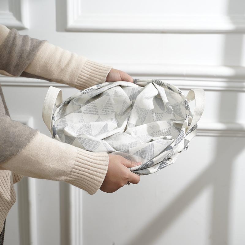 Factory direct sales, ins style, Nordic style, foldable dirty clothes basket, storage bucket, cotton and linen storage basket, storage bucket, laundry basket Application Scenario