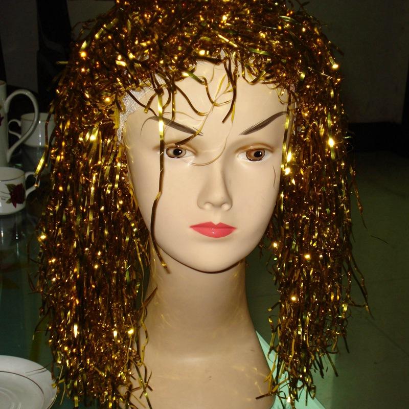 Qianfang Festival Hat Wig, Rain Thread Cheerleading Team Cheering Wig, Head Cover, Colorful Cheap cos Wig, Festival Products 1434 Application Scenario