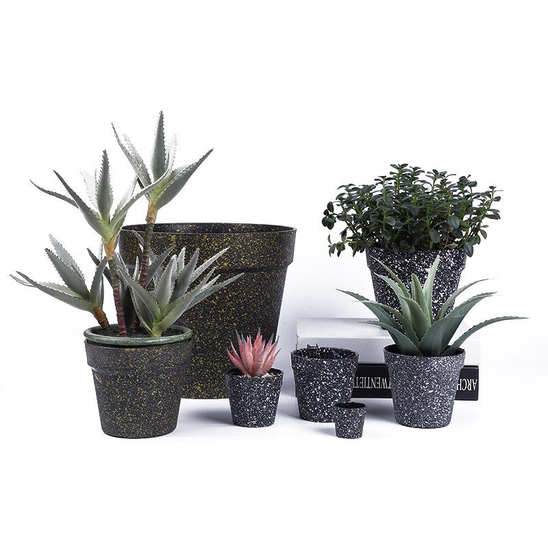 彩色圆形透气陶土 密胺肉肉花盆 石头色碰撞多肉花盆北欧风现货