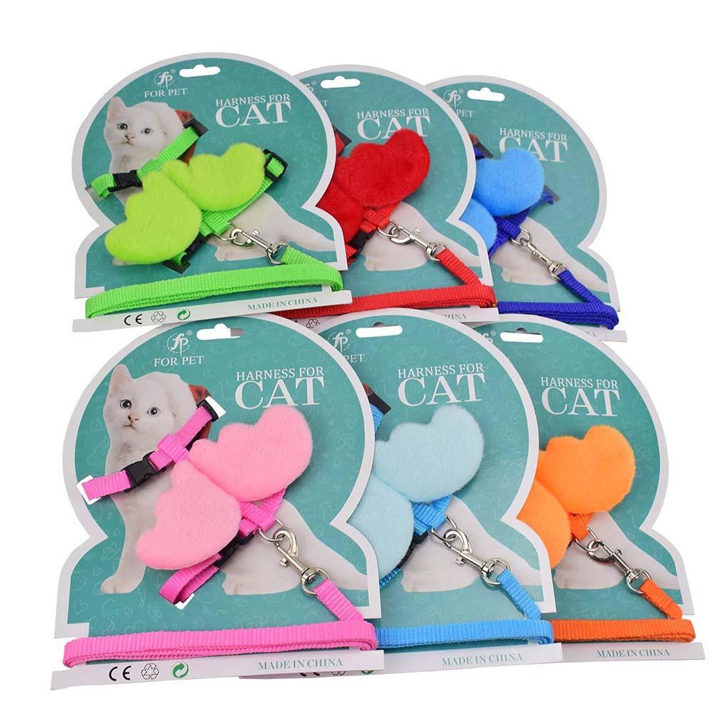 Cat Supplies Cat Leash Nylon webbing adjustable cat strap Walking cat leash Angel cat back leash Specification drawing