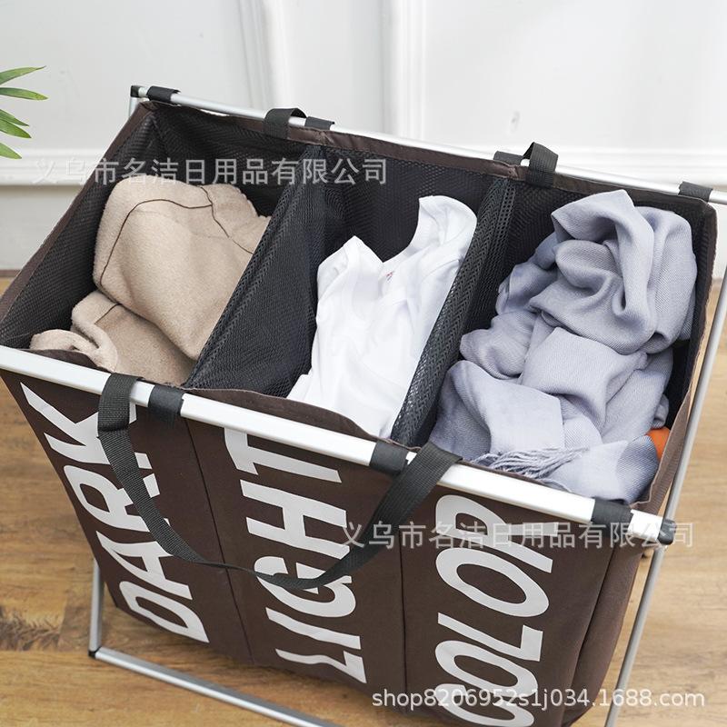 Oxford Cloth Belt Handle Three Cell Aluminum Rack Laundry Basket Storage Basket Sundries Basket Laundry Basket Home Storage Basket Opp Bag details Picture