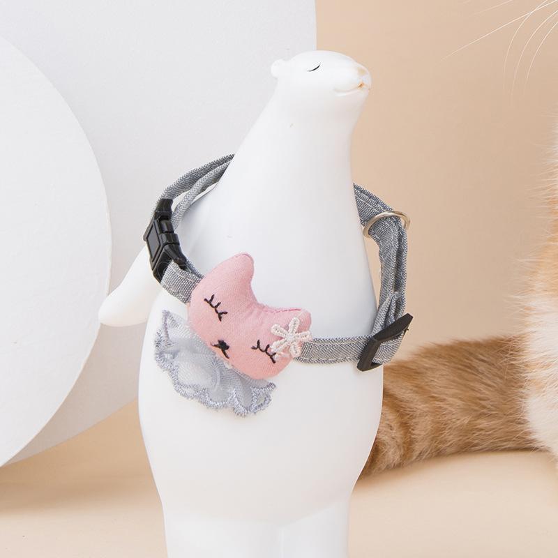 New rabbit lace pet collar with bell adjustable cat leash, one-piece consignment Specification image