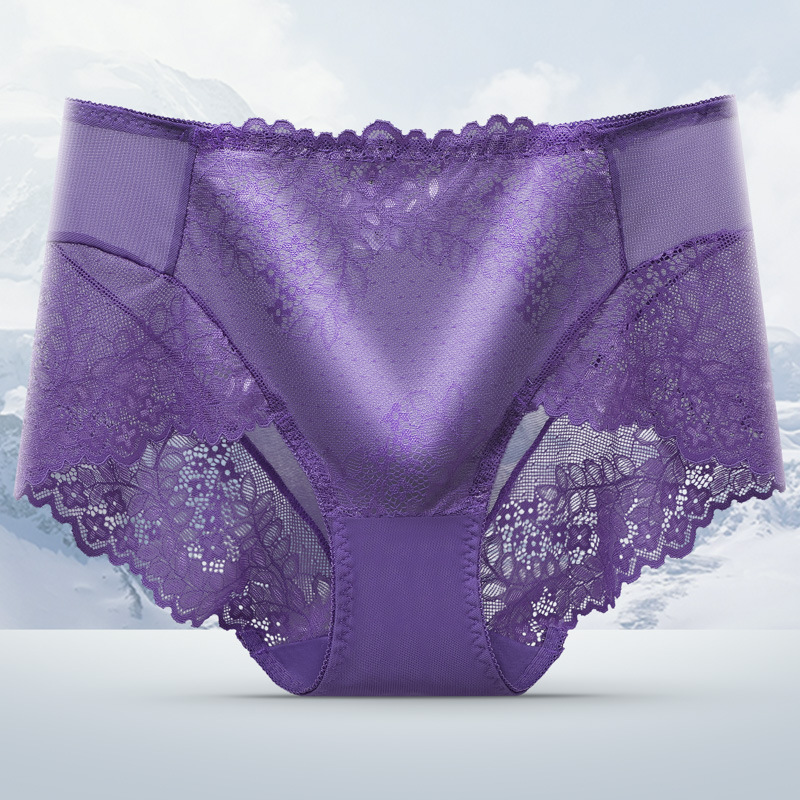Sexy lace lace breathable and seamless women's briefs, semi-transparent mid-waist women's underwear manufacturer wholesale undefined