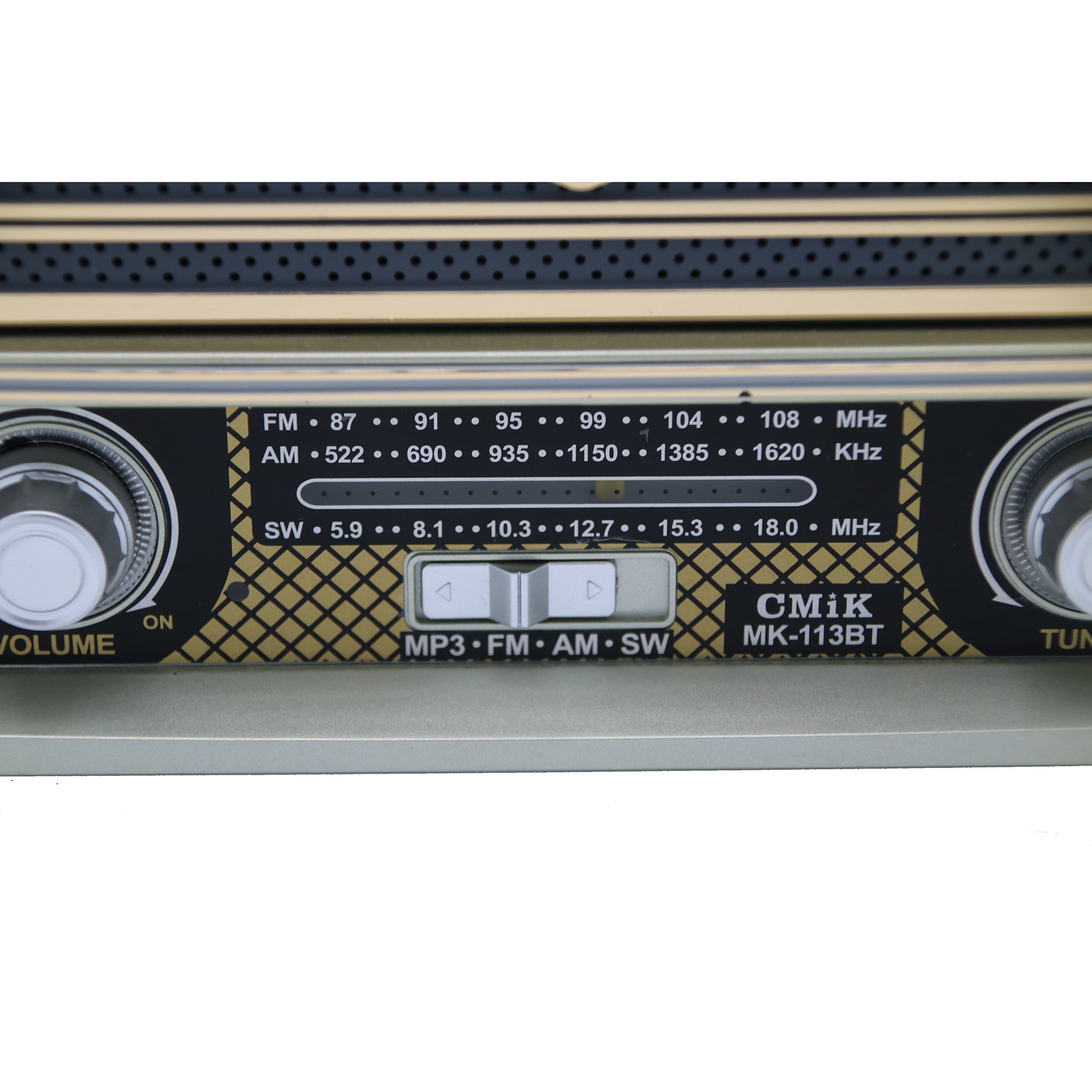 An old-fashioned European brand radio for the elderly, FM desktop, vintage, external amplifier, plug-in radio, made of wood Specification image