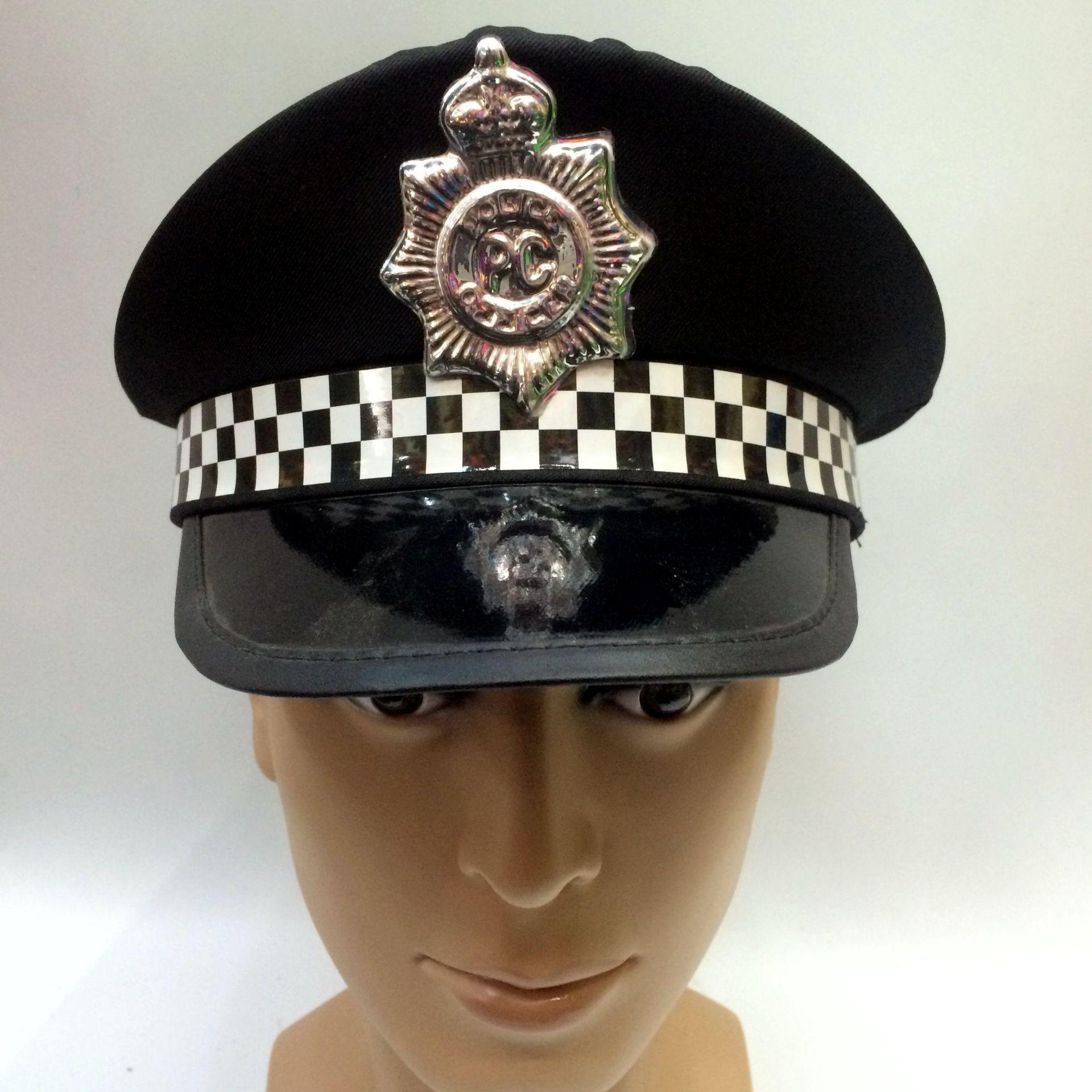 Black PC police hats, black and white small square checkered band police chief hats, various types of police hats for export