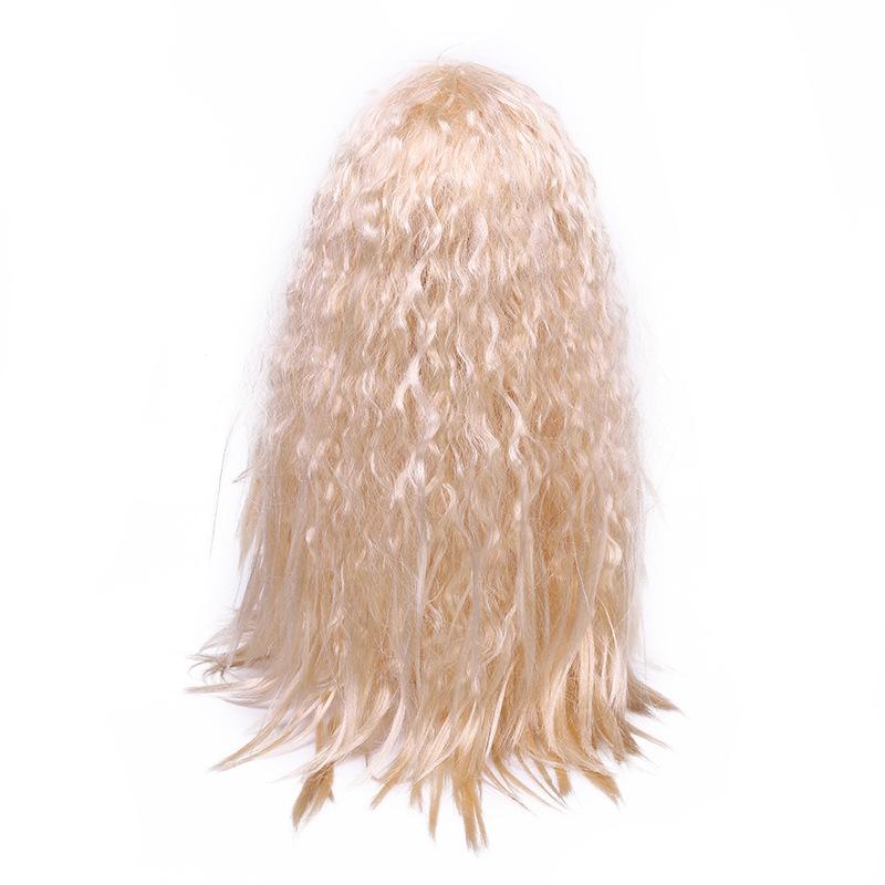 Qianfang Festival hat wig, long curly hair, corn perm and press, long curved, beige long curly hair cover, wavy pattern hair 3243 Application Scenario