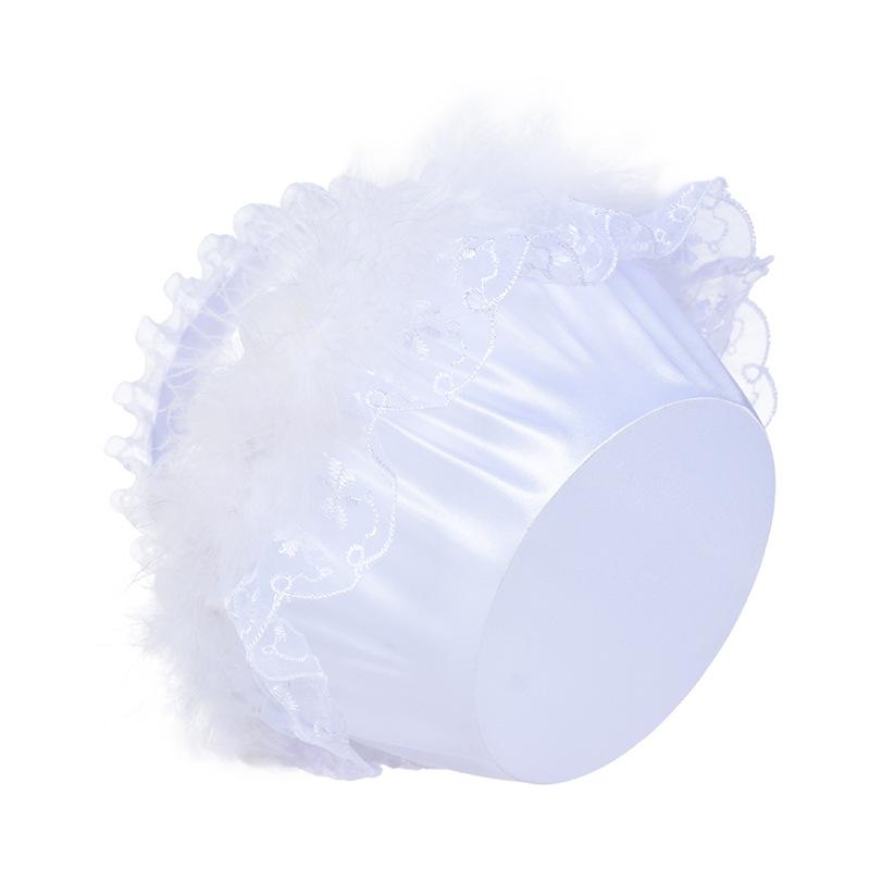 Cross-border new European-style ostrich wool rose hand-held handmade flower basket, creative bride wedding flower basket, children's flower basket Specification image