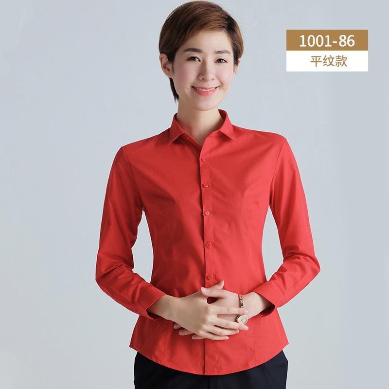 新款女士方领长袖衬衫商务工作服定制LOGO女职业装白衬衣一件代发详情图7
