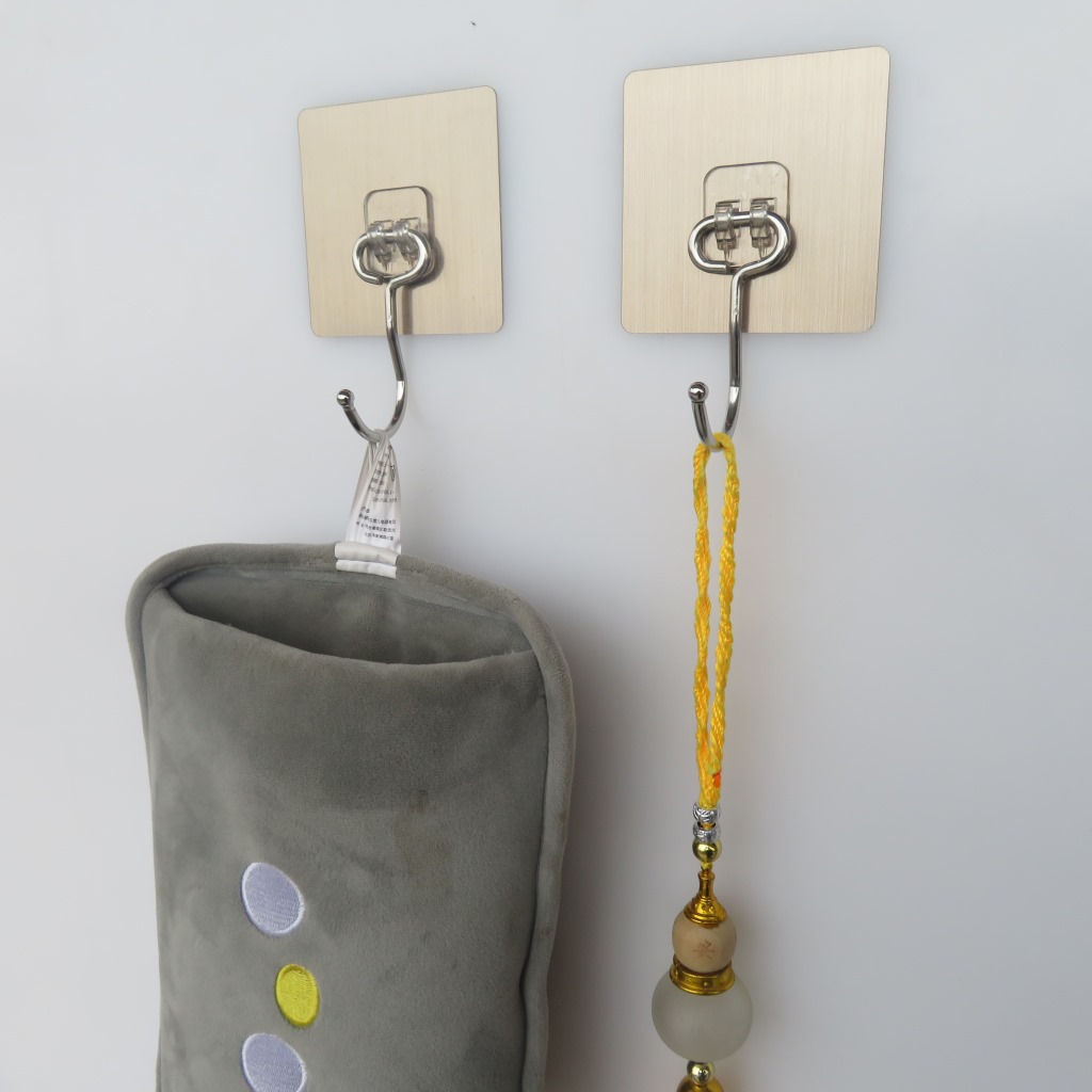 Factory direct sales of seamless, strong stainless steel large hooks, waterproof, moisture-proof, durable metal self-adhesive hooks, no need for drilling stickers Specification drawing