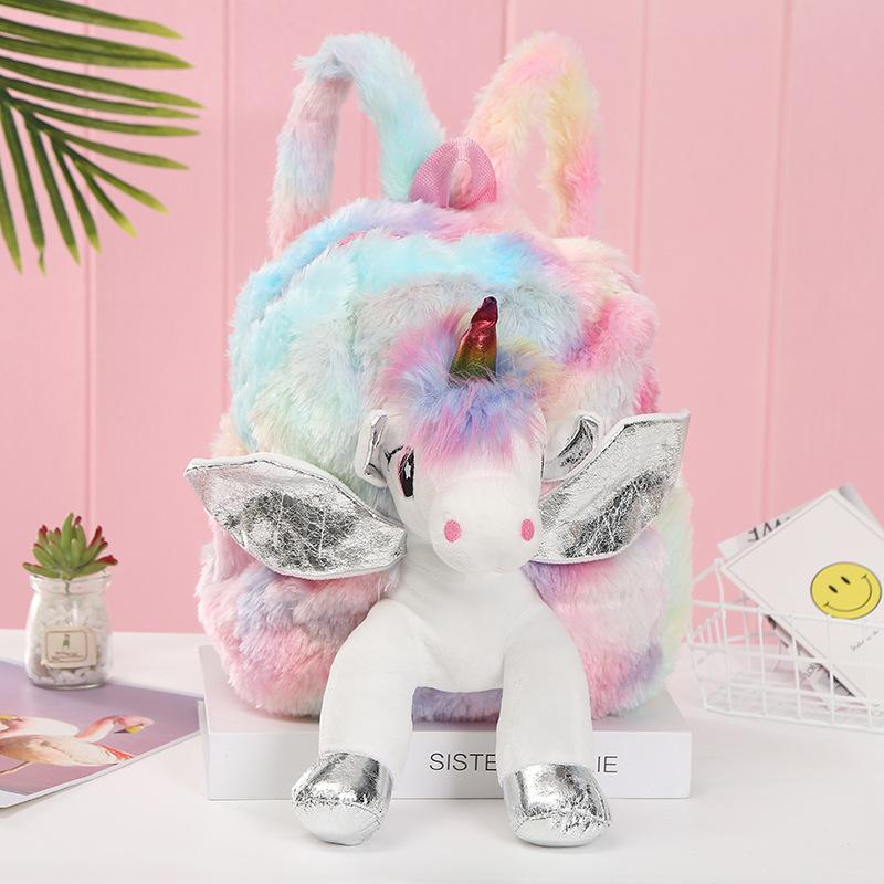 Unicorn unicorn peluche mochila niños lindo cartoon peluche mochila escolar adolescente viaje mochila casual undefined