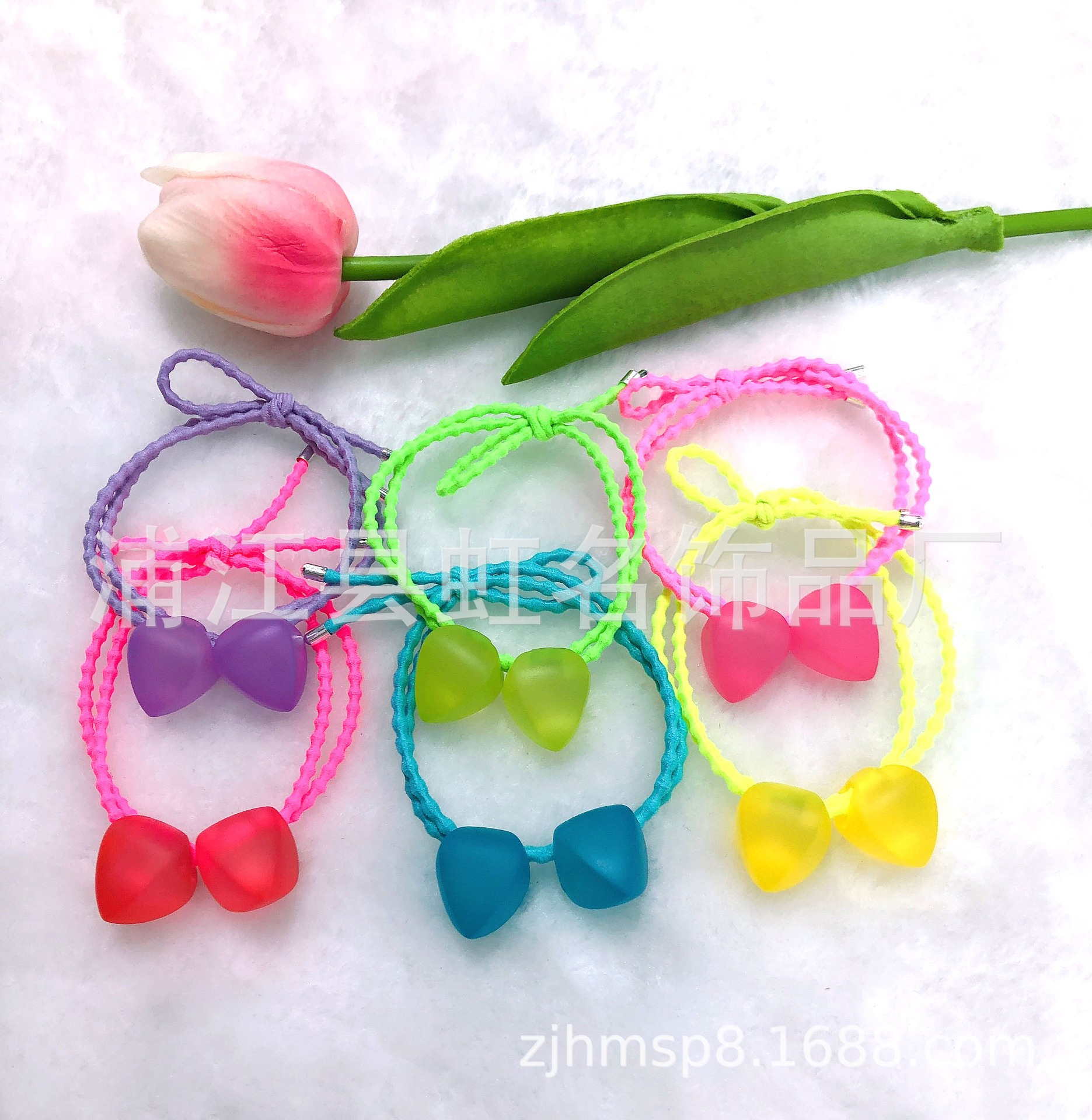 Manufacturers direct sales candy color water drop hair rope headband women's Internet celebrity hair band silver buckle thumbnail