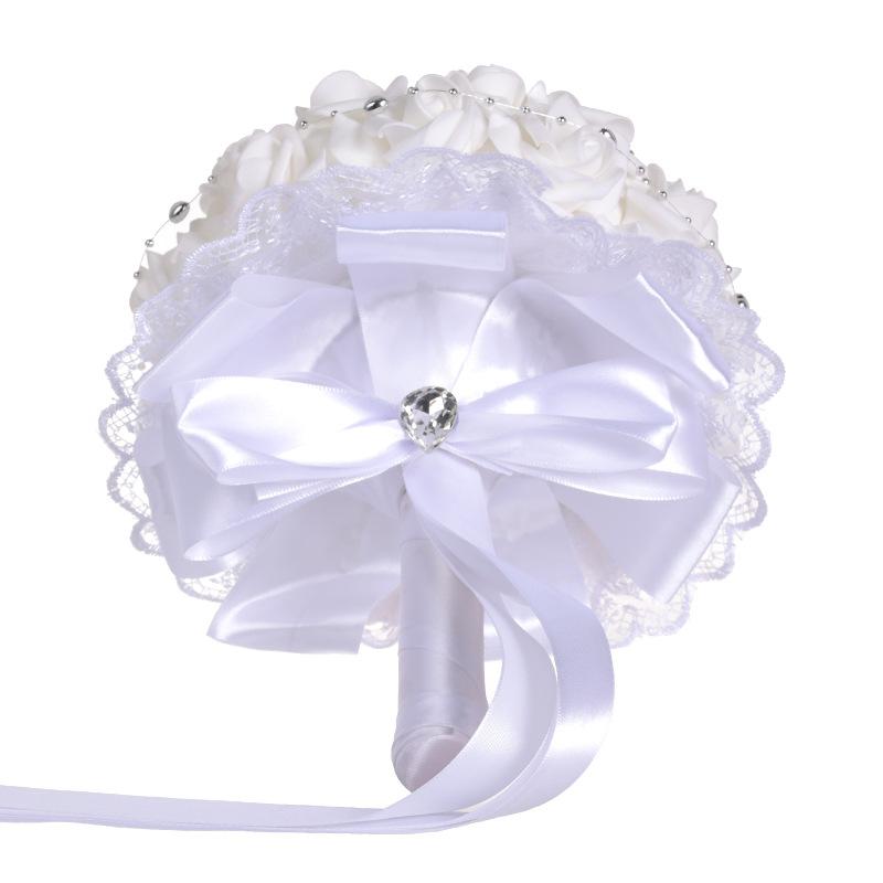 Wedding products: Western-style creative hand-held bouquets, white artificial roses, bride's wedding hand-held bouquets, wedding supplies details Picture