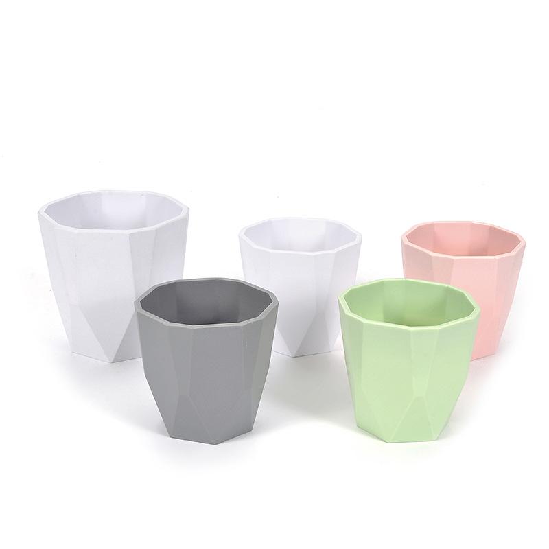 Factory direct sales of macaron-colored rhombic flowerpots, simple Nordic-style plastic imitation porcelain succulent plant flowerpots