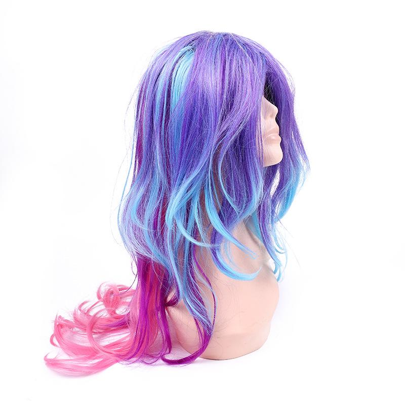Direct sales of gradient anime cosplay wigs from the manufacturer, long curly hair, high-temperature silk decorative props, easy-to-manage wig head covers Item Picture