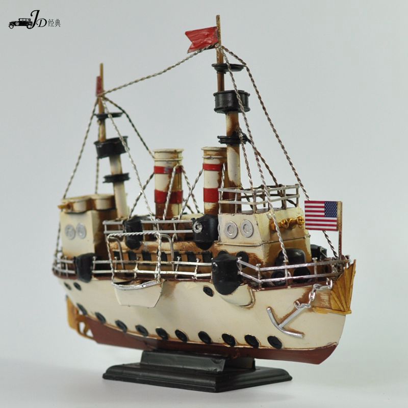 铁艺船模1890年美国巴尔的巡洋舰摆件 复古家居装饰工艺品收藏