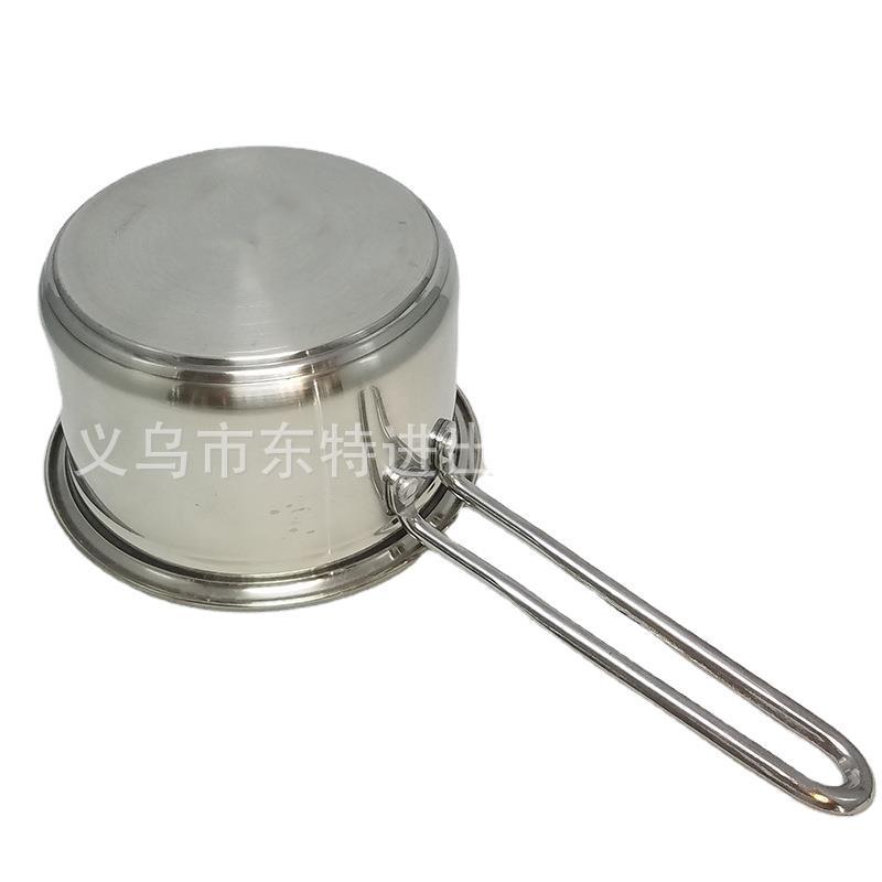 厂家直销不锈钢奶锅复底面条锅钢柄无磁宝宝辅食锅礼品锅白底实物图