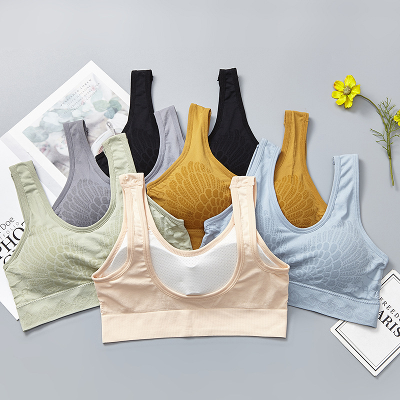 New seamless, wire-free cotton lining sleep gathering yoga lace beauty back vest sports bra for women details Picture