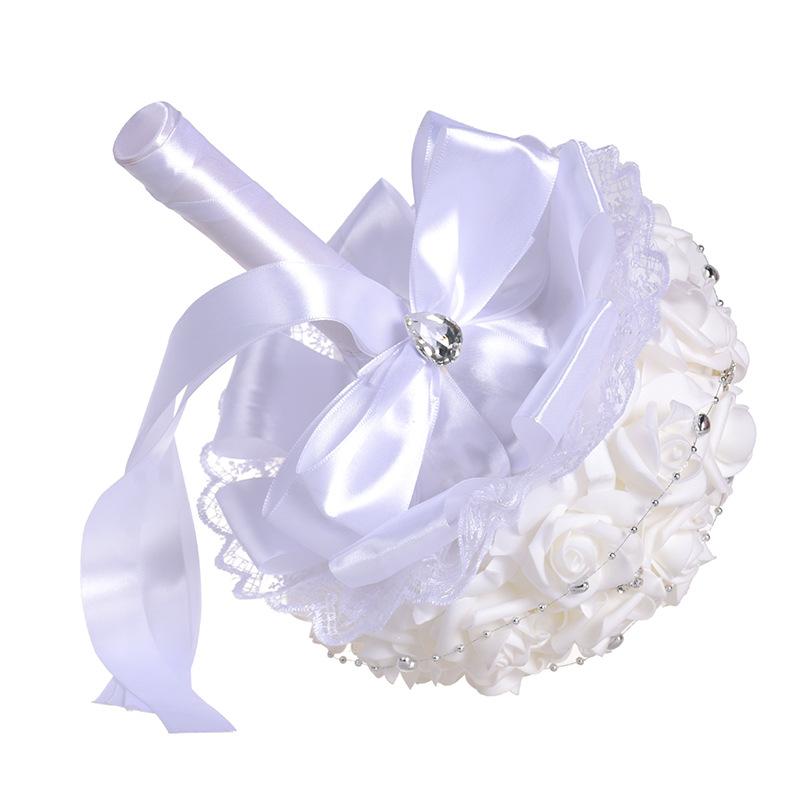 Wedding products: Western-style creative hand-held bouquets, white artificial roses, bride's wedding hand-held bouquets, wedding supplies Specification image
