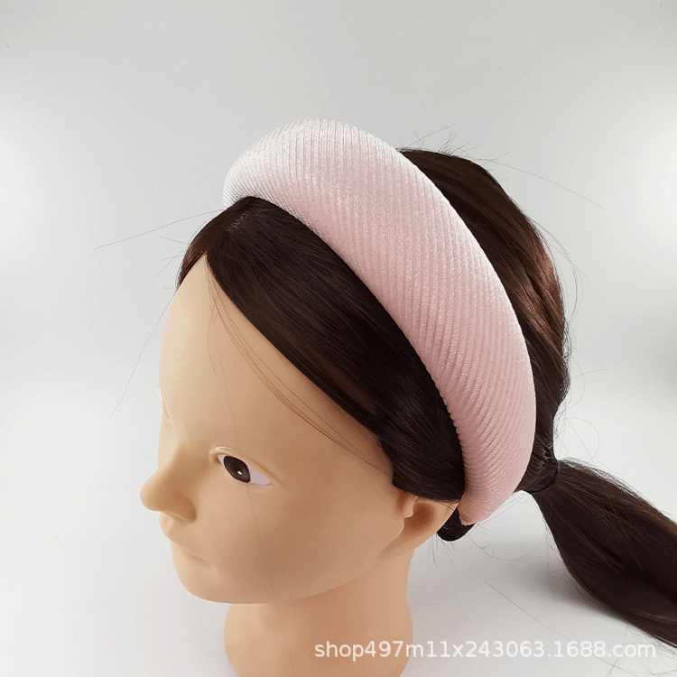Europe And The United States Fashion 1.5Cm Thick Sponge Headband High-End Wide Edge Korean Velvet Twill Reed Hair Accessories Manufacturers Direct Sales Item Picture