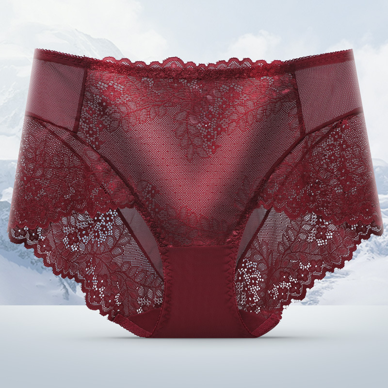Sexy lace lace breathable and seamless women's briefs, semi-transparent mid-waist women's underwear manufacturer wholesale undefined